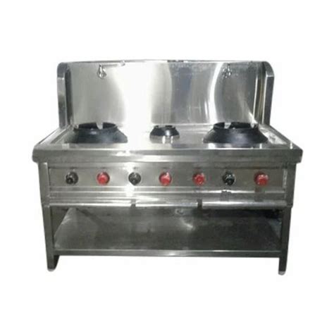 Manual Stainless Steel Three Burner Chinese Cooking Range At Best Price