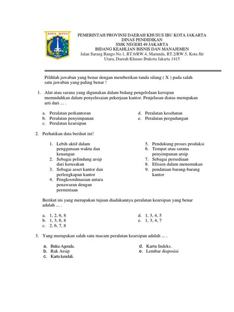 Contoh Soal Kearsipan Pdf