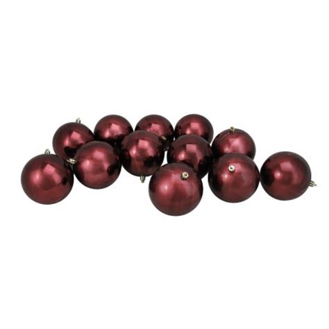 Northlight 12ct Burgundy Red Shatterproof Shiny Christmas Ball Ornaments 4 100mm 12 King