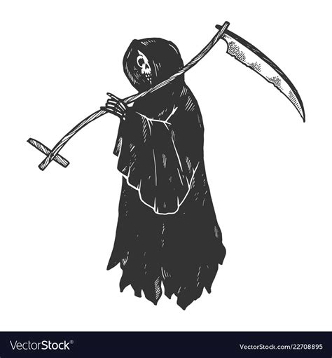 Grim Reaper Engraving Royalty Free Vector Image