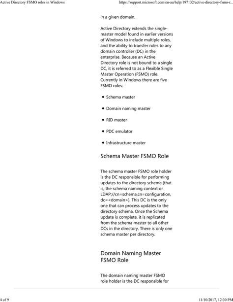 Active Directory FSMO Roles In Windows Server PDF