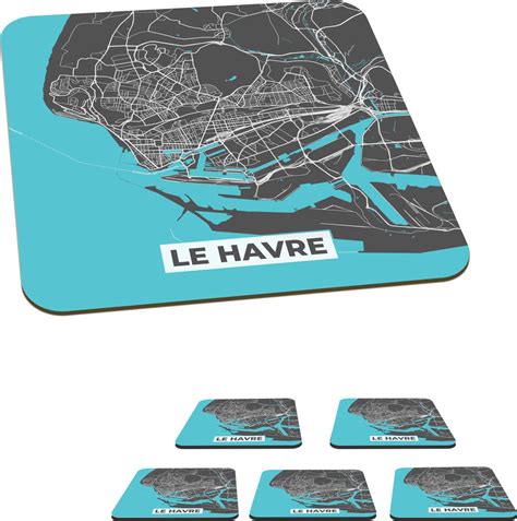 Onderzetters Voor Glazen Le Havre Plattegrond Kaart Stadskaart