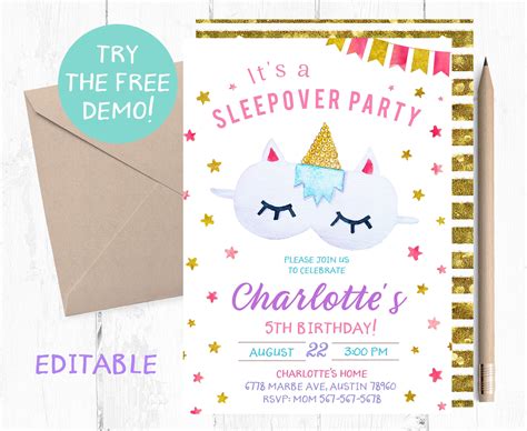 Printable Invitations Invitation Paper Printables Sleepover Birthday