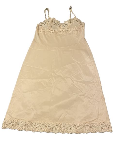 Vanity Fair Slip Dress Womens 36 Nude Nylon Floral La Gem