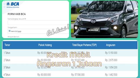 Kredit Mobil Angsuran 1 Jutaan Lewat KKB BCA Mobil Bekas Ini Cara