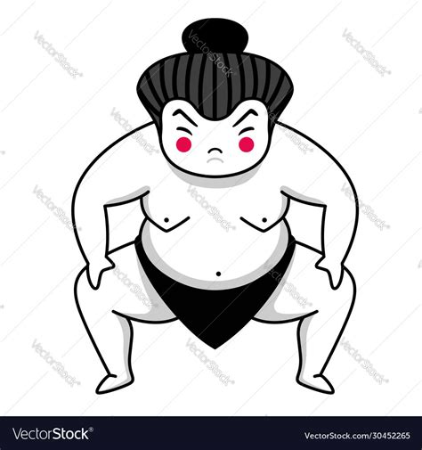 Sumo Wrestler Japanese Cartoon Character Simple Vector Image