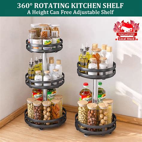 rotating condiments organizer kitchen spice rack sauce rack condiment