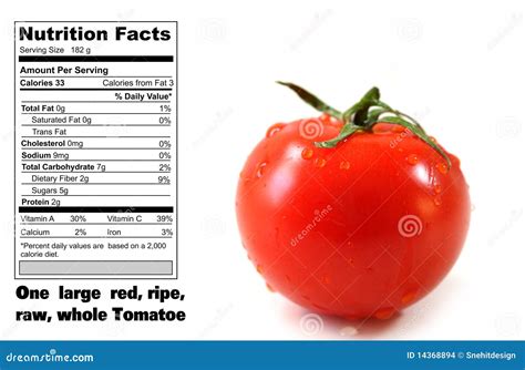 Nutrition Facts Of Tomatoe Stock Images Image