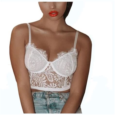 Femmes Dentelle V Neck Soutien Gorge Sans Fil Dos Nu Lingerie Sous Vêtements Vêtements De Nuit