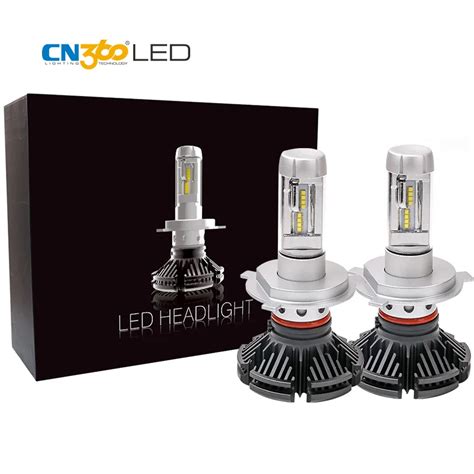 Cn360 2pcs H4 Led Car Headlight Bulbs 2nd Gen Zes Chip 50w 6000lm 6000k