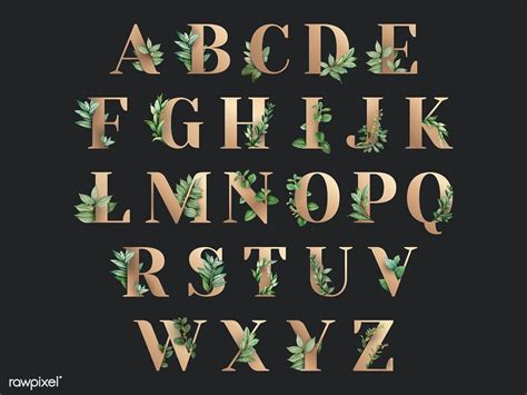 Botanical Capital Alphabet Collection Vector Premium Image By