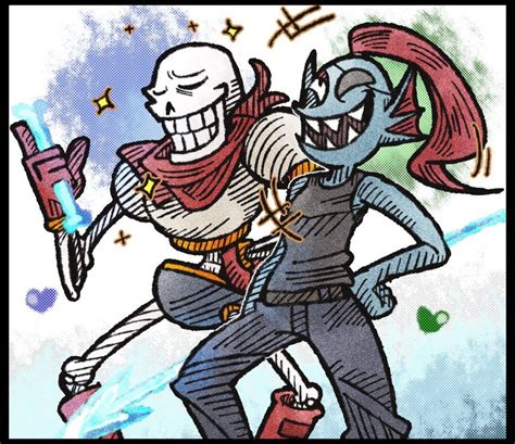 Undyne And Papyrus Undertale Drawn By Suenari Peace Danbooru