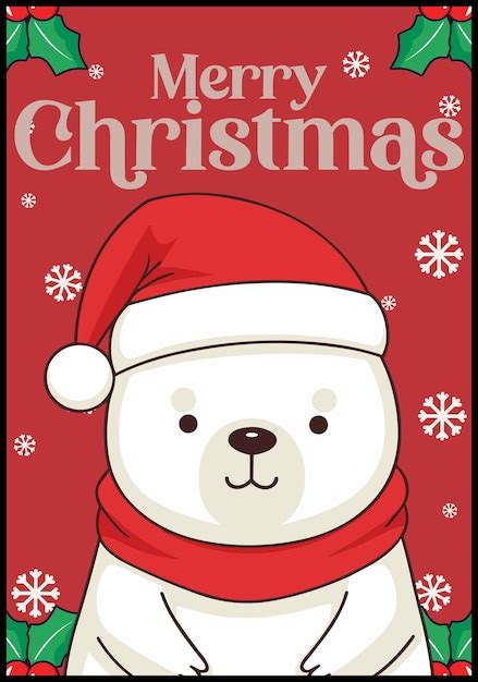 Premium Vector Joyful Polar Bear With Santa Hat Featured In Merry