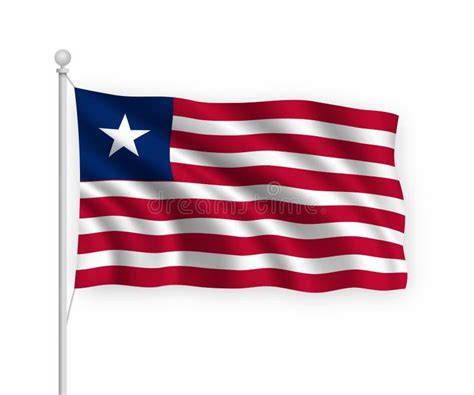 D Bandera Ondeando Liberia Aislada Sobre Fondo Blanco Stock De