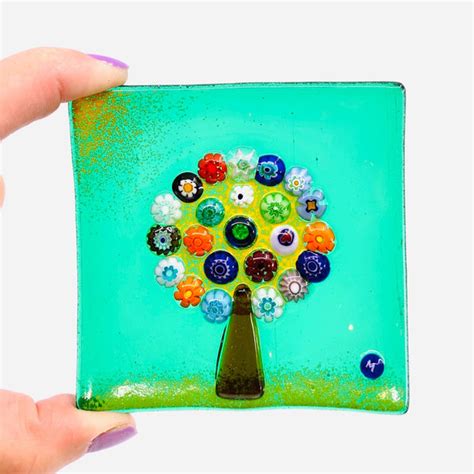 Tree Of Life Murano Plate Green Luke Adams Glass Blowing Studio