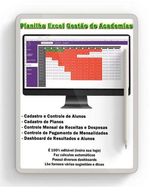 Planilha Excel Gestão de Academias Planilhas Excel