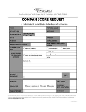 Fillable Online Cascadia Compass Score Request Form Cascadia