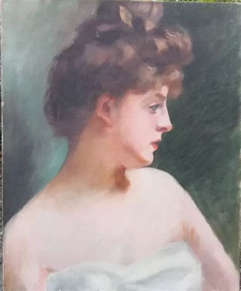 Tableau Ancien Portrait De Femme Impressionniste Vers Huile Sur