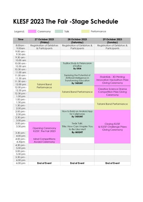 Stage Schedule - KLESF