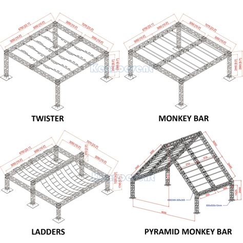 Aluminum Truss Structure Pyramid Monkey Bar Adult Obstacle Course Race