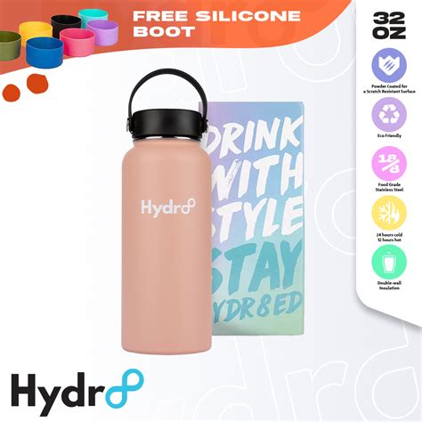 Hydr8 32oz Nude Pink Wide Mouth Vacuum Insulated Flask Stainless Water
