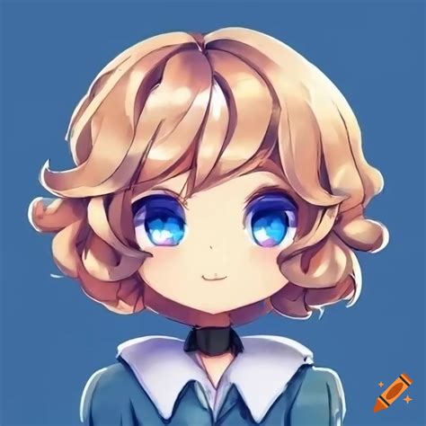 Cute anime girl short wavy hair chibi with blue eyes on Craiyon