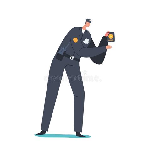 Police Officer With Document Isolated On White Background Policeman Or