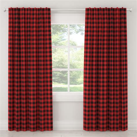 Blackout Curtain, Classic Gingham Red Black - Rustic - Curtains - by Skyline Furniture Mfg Inc