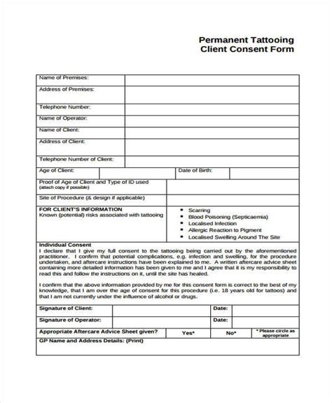 Printable Tattoo Consent Form Prntbl Concejomunicipaldechinu Gov Co