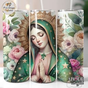 Virgen De Guadalupe 20 Oz Skinny Tumbler Sublimation Design Wrap