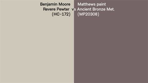 Benjamin Moore Revere Pewter HC 172 Vs Matthews Paint Ancient Bronze