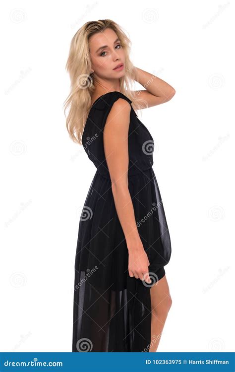 Blonde In A Black Dress Stock Image Image Of Hair Blond 102363975