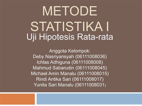 Ppt1 Uji Hipotesis Dua Rata Ppt Free Download