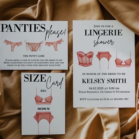 Lingerie Party Invitation Bundle Editable Bachelorette Etsy