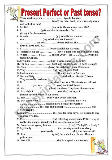 Present And Past Perfect Tense Worksheet