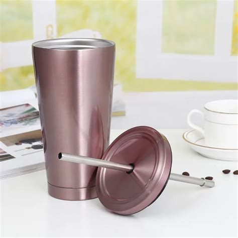 Stainless Steel Vaccum Insulated Coffee Cup With Lid And Straw,Reusable ...