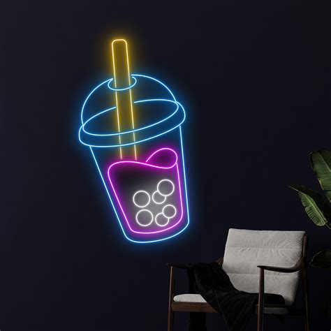 Bubble Tea Neon Sign Boba Tea Neon Light Milk Tea Led Sign Etsy