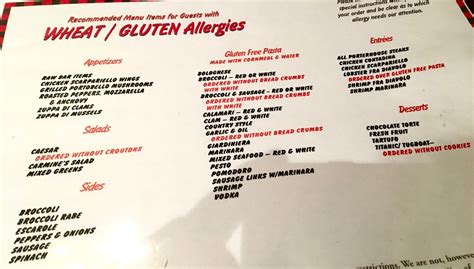 The Gluten And Dairy Free Review Blog Carmines Allergy Menus Gluten