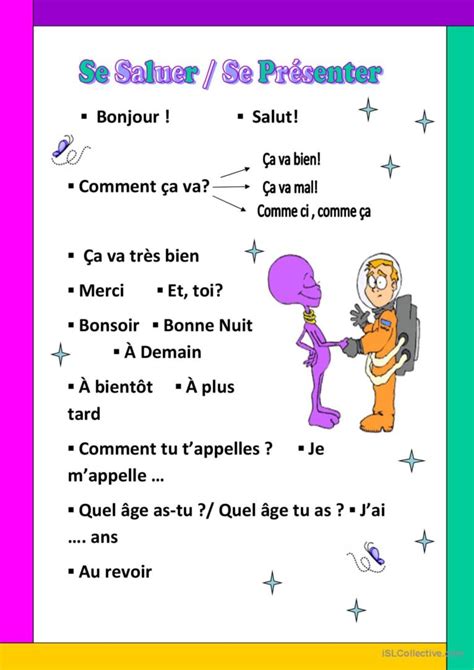 Se Saluer compréhension générale de…: Français FLE fiches pedagogiques pdf & doc