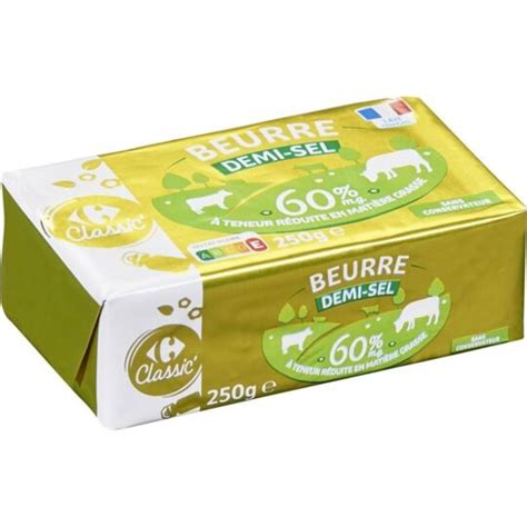 Beurre demi sel 60 MG CARREFOUR CLASSIC la plaquette de 250g à Prix