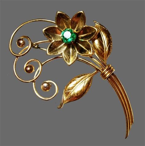 1940s Gold Tone Flower Brooch Kaleidoscope Effect