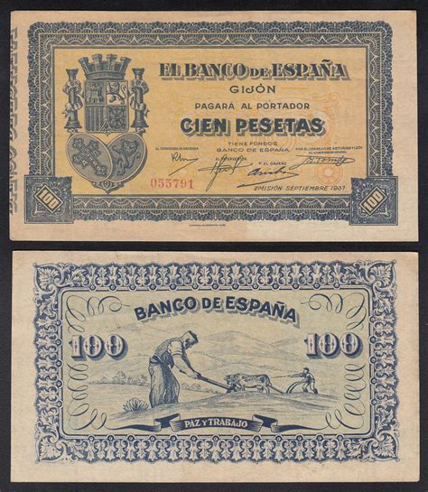 ESPAÑA GIJON 100 PESETAS DE 1937 NUMERADO S C