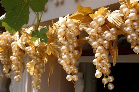 Golden Grapes On The Vine Premium Ai Generated Image