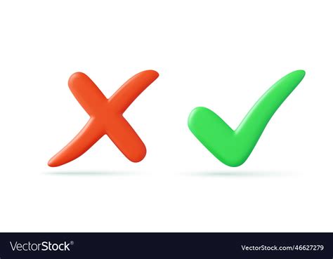 Green Tick Check Mark And Cross Symbols Royalty Free Vector