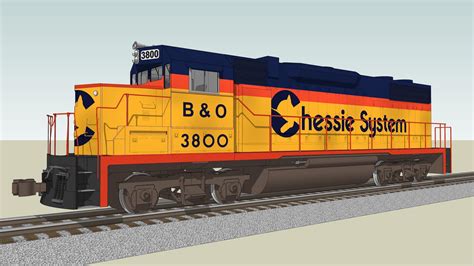 Train Engine Chessie System Emd Gp38 Railroad Locomotive 3d Model