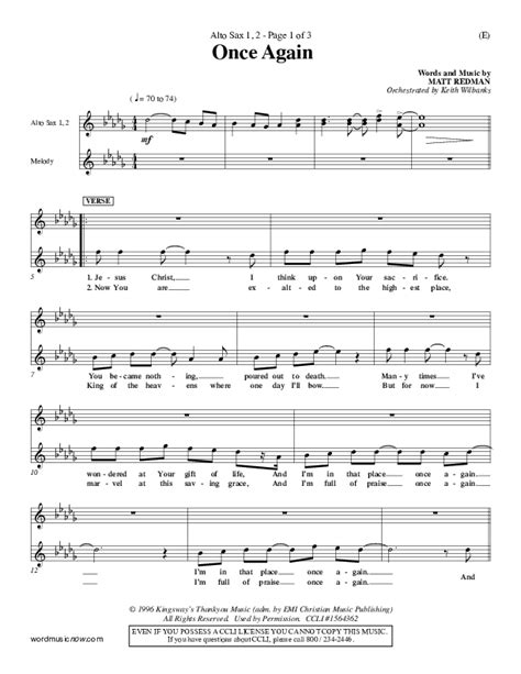 Once Again Alto Sax Sheet Music Pdf Matt Redman Praisecharts