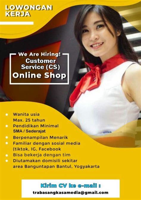 Lowongan Kerja Customer Service CS Online Shop Di Trabasa Ngkasa