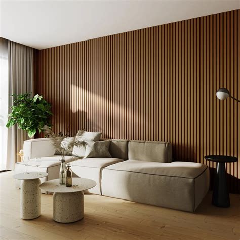 Wall Panel PET MDF Wood Slat Natural WalnutChina Th Star