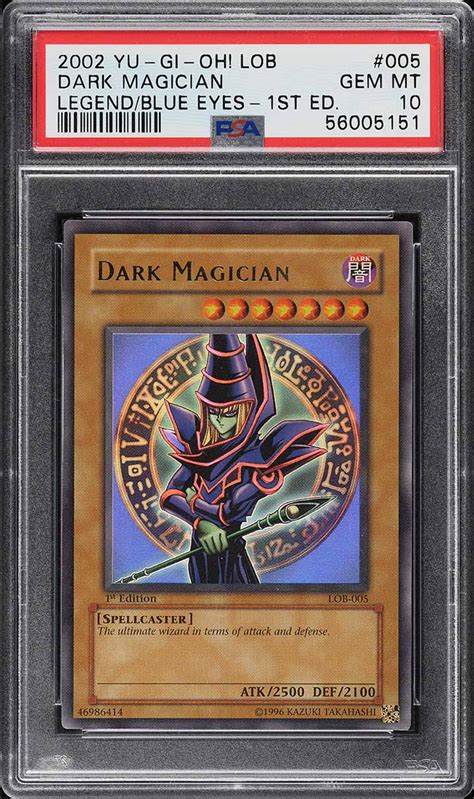 2002 Yu Gi Oh Lob 1st Edition Ultra Rare Dark Magician Lob 005 Psa 10