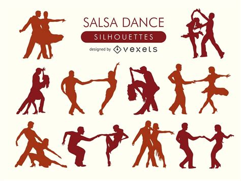 Salsa Dancers Silhouette Set Vector Download